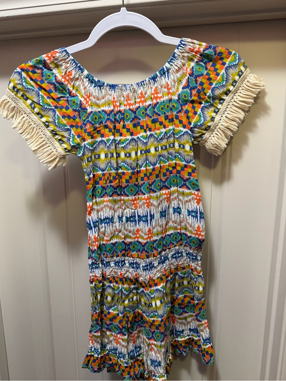 BGUC Joyous and Free Girls' Multicolor Boho Fringe Romper. Size 12